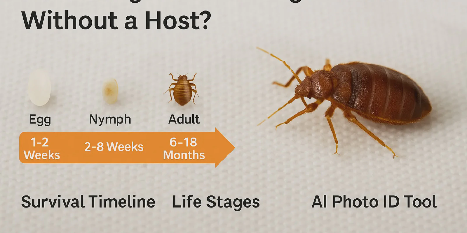 Illustration of a bed bug in an empty room environment, symbolizing survival without a human host