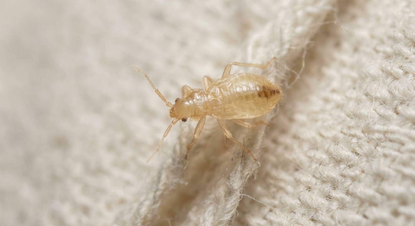 Second-instar bed bug nymph showing a pale straw or yellow color